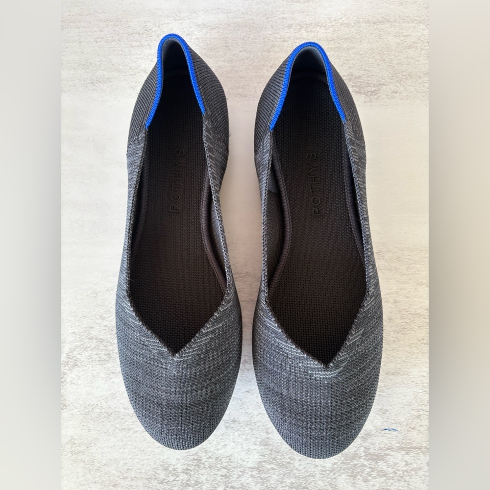 Rothy’s Women’s Black Heathered Round Toe The Flat Ballet Loafers-Size: 9-EUC